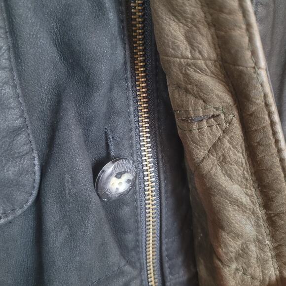 VTG The Territory Ahead Field Jacket Large Black Suede Utility Safari Distressed - Picture 12 of 12